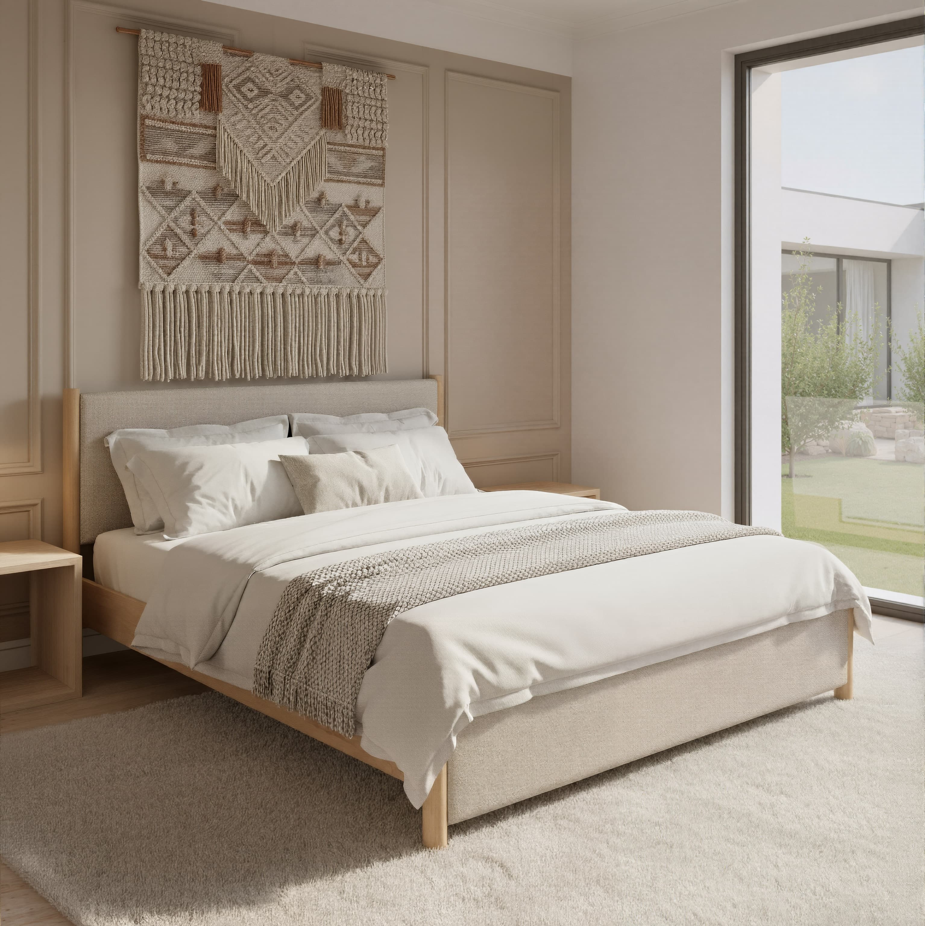 Hadi King Bed Beige & Natural product image