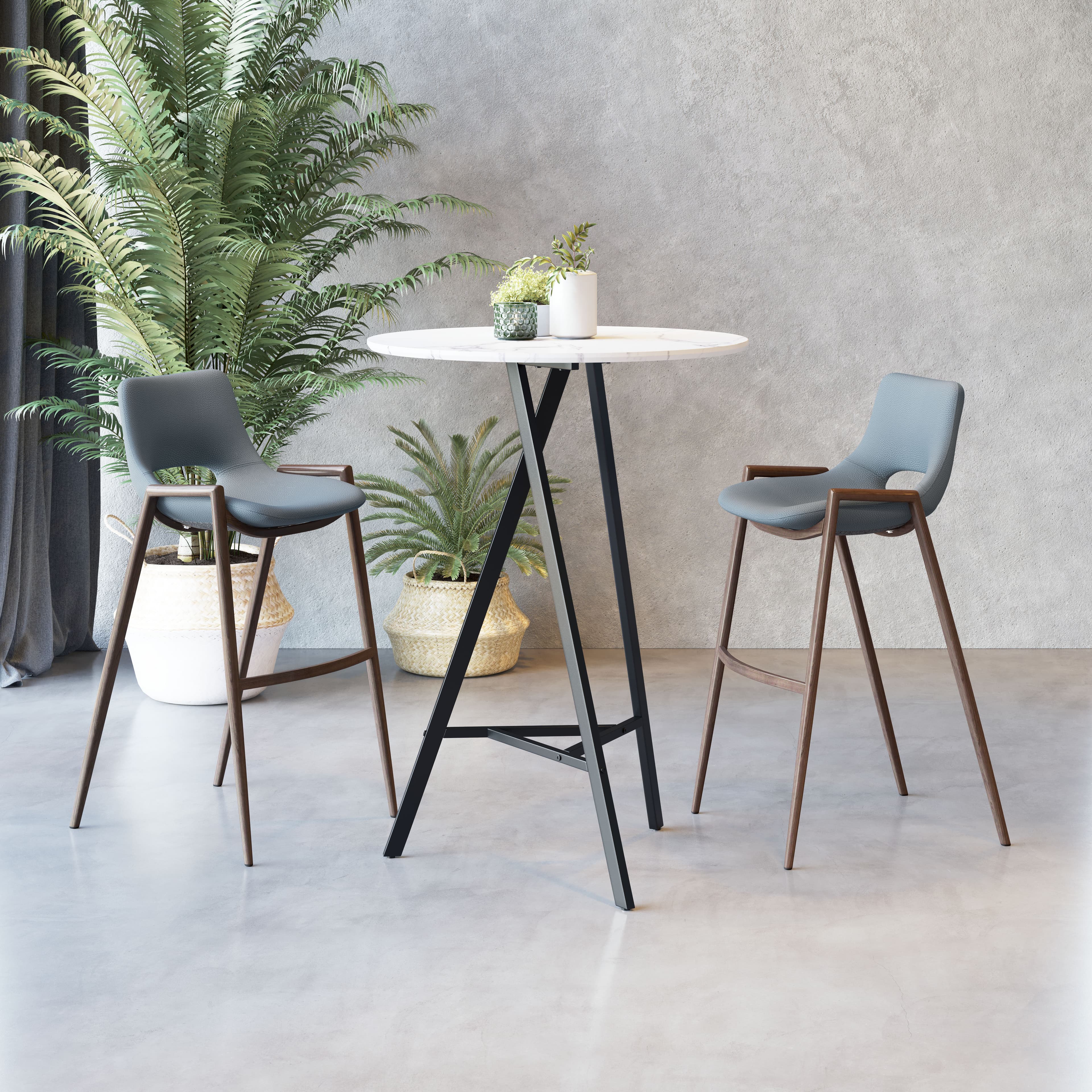 Desi Barstool (Set of 2) Azure Gray & Walnut product image