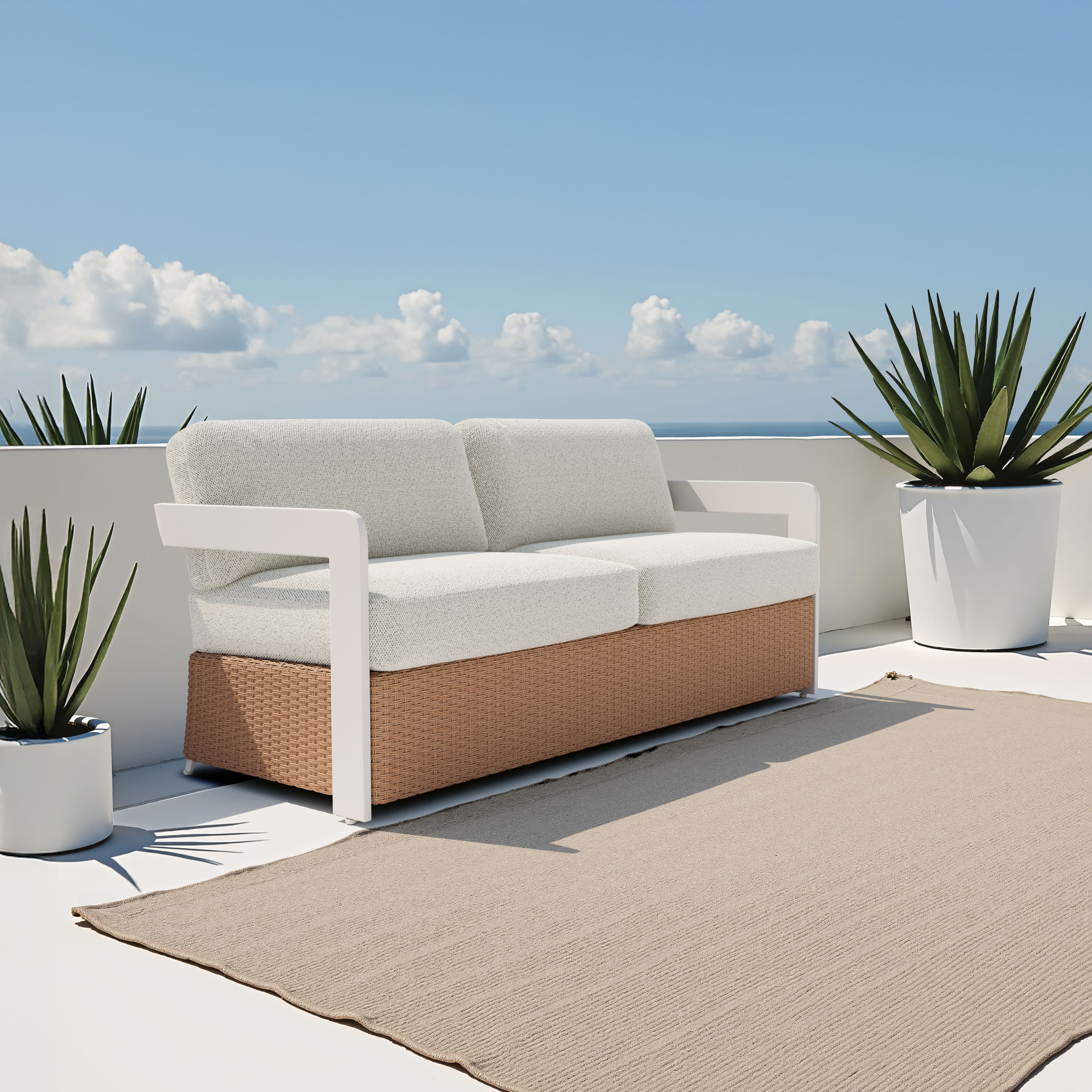 Gelo Sofa White & Brown product image