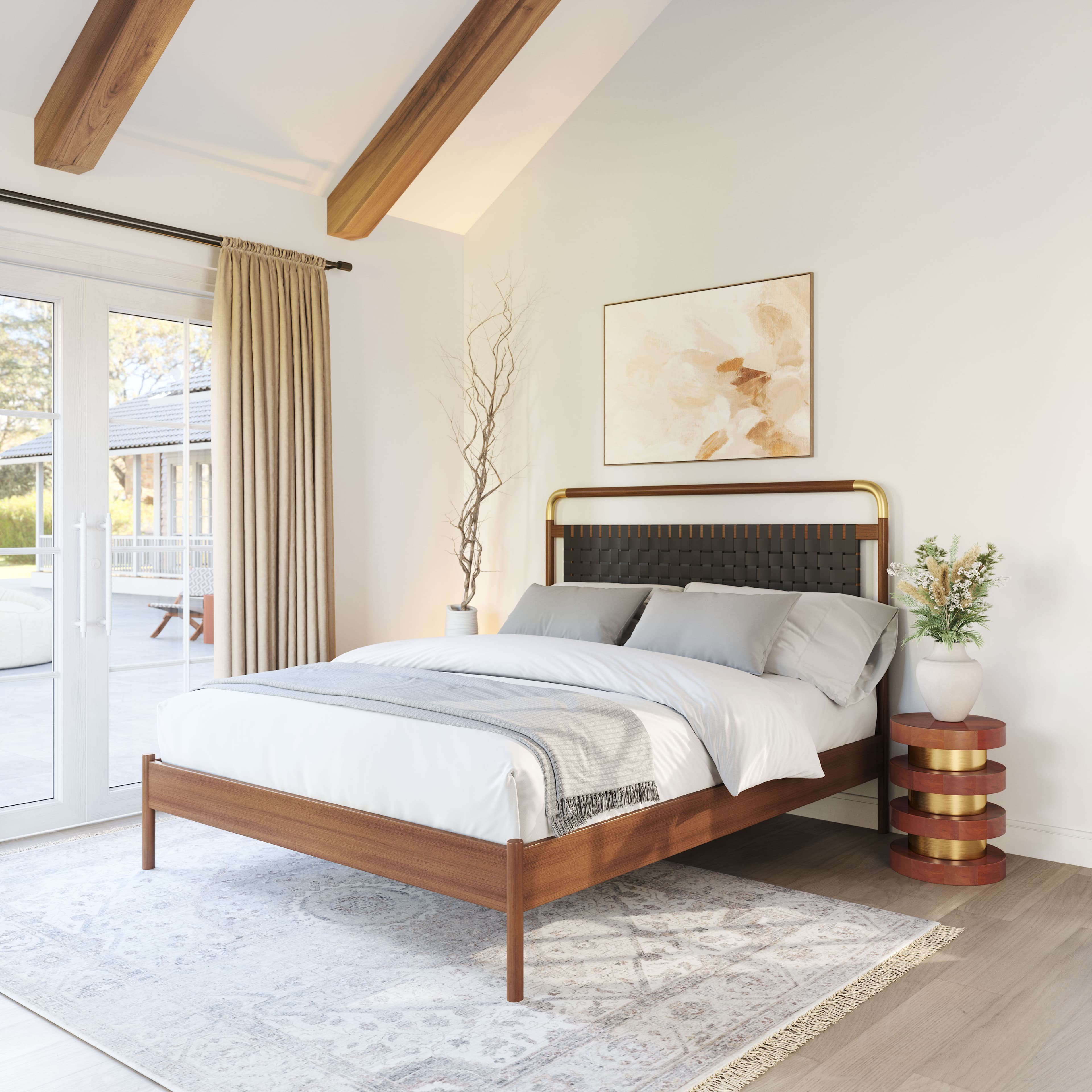 Netz Queen Bed Black & Walnut product image