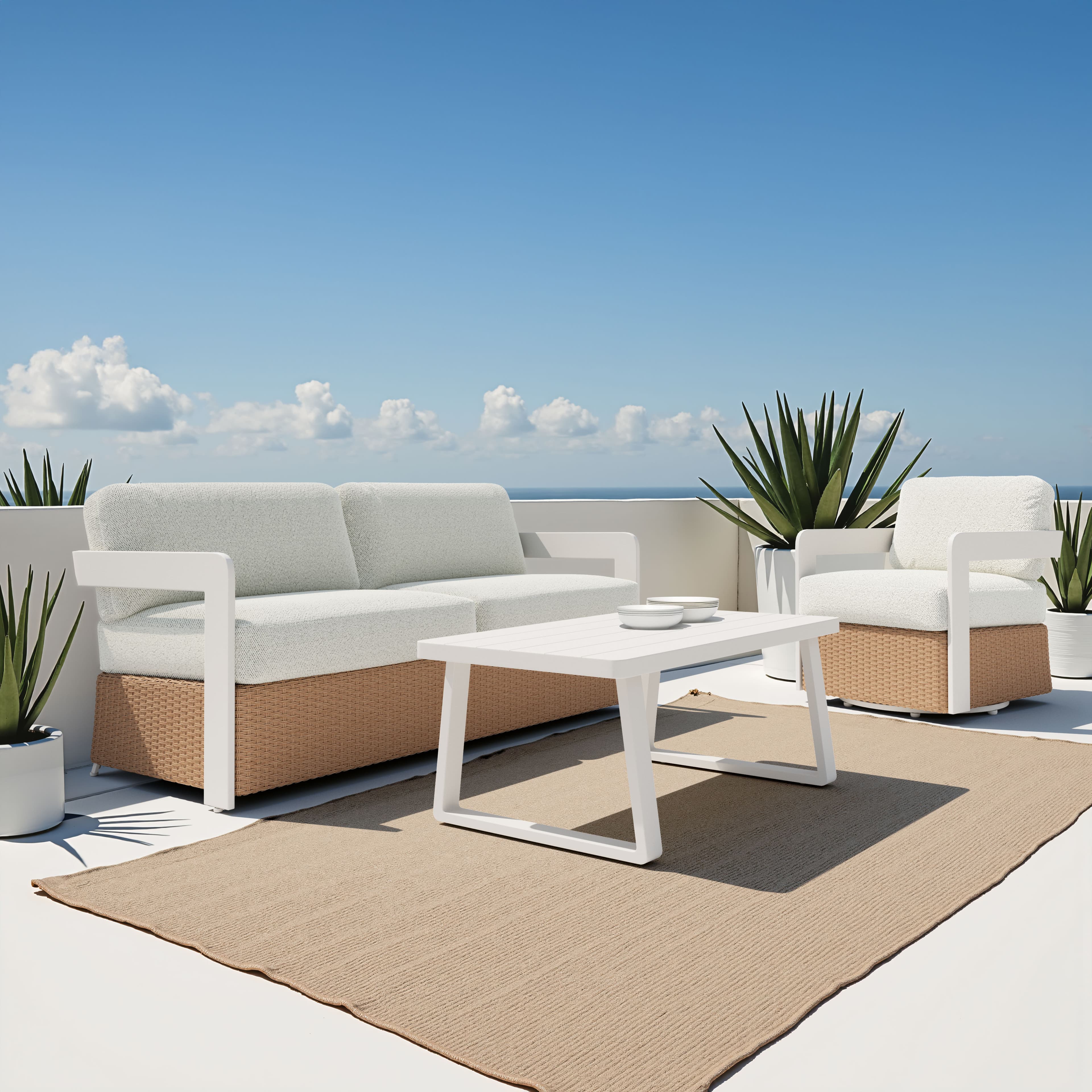 Gelo Sofa White & Brown product image
