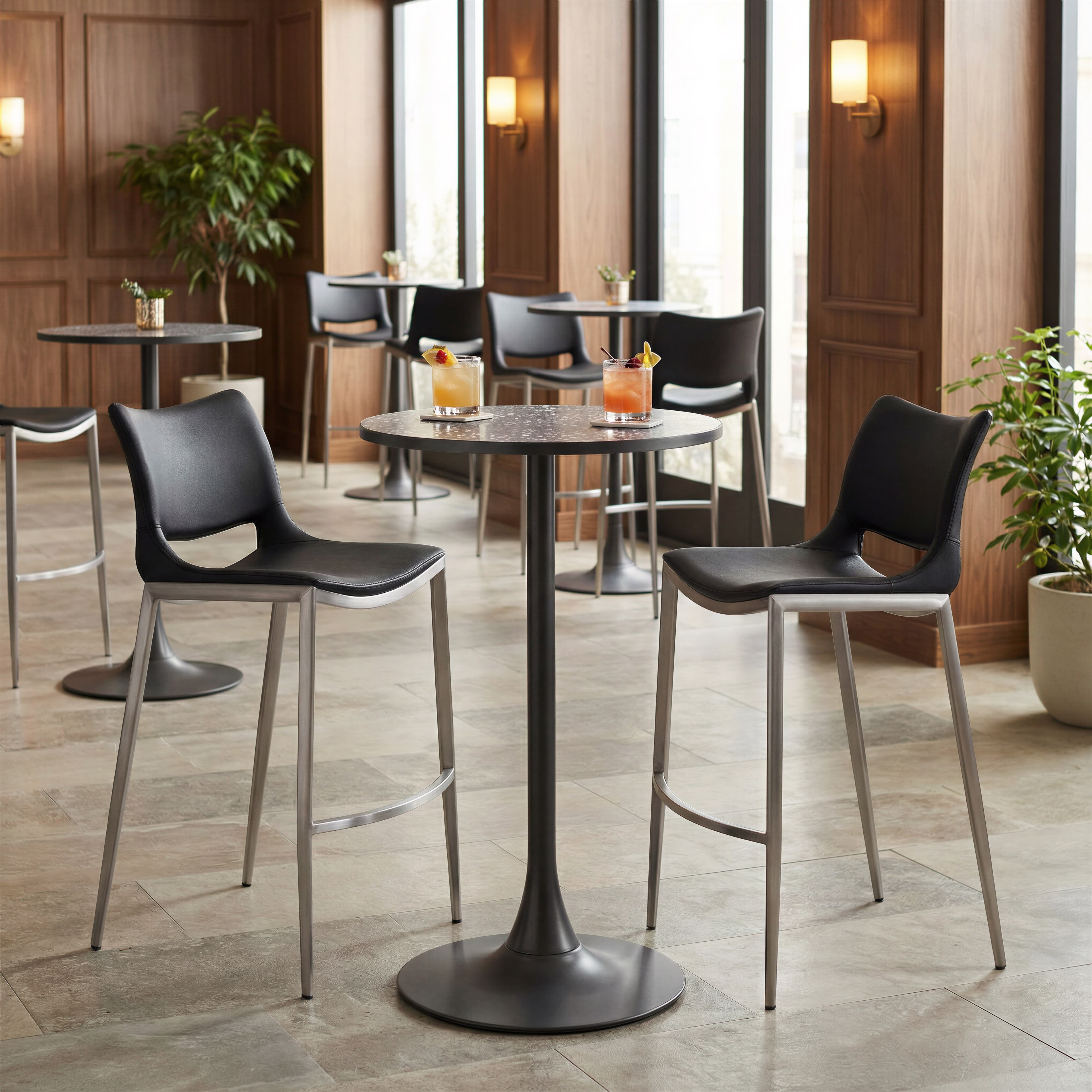 Ace Barstool (Set of 2) Black & Silver product image