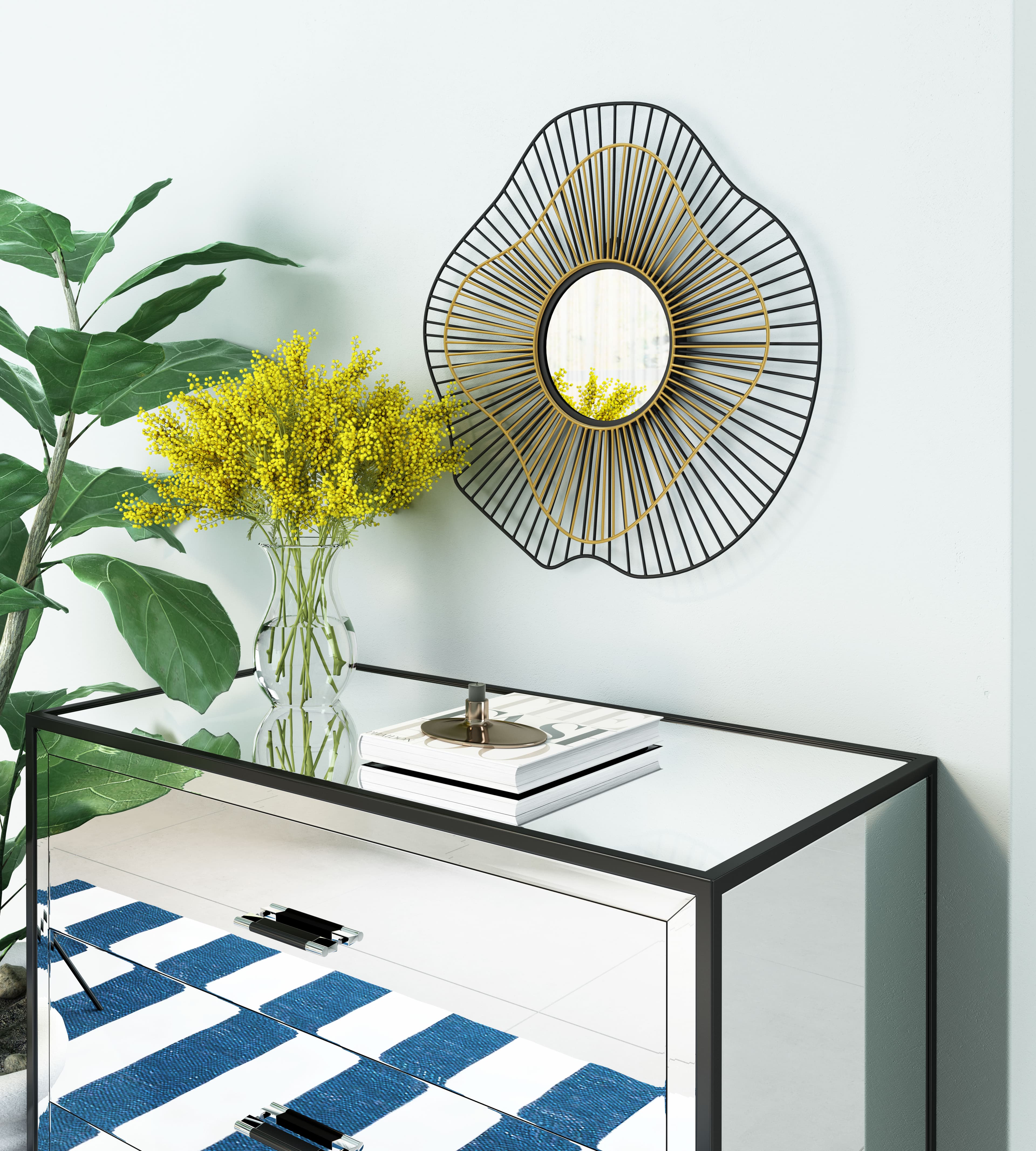 Comet Round Mirror Black & Gold product image