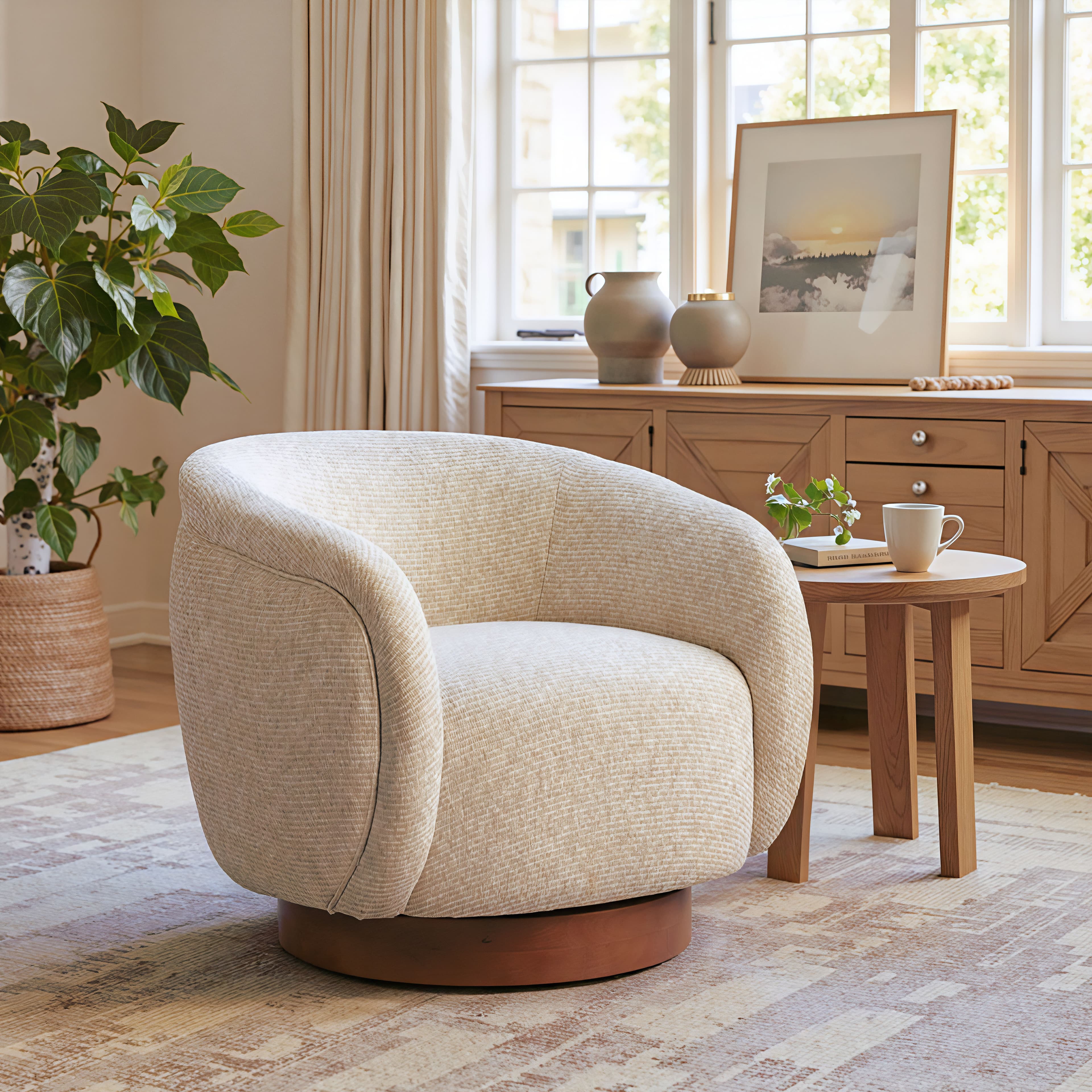 Vinta Swivel Chair Beige product image