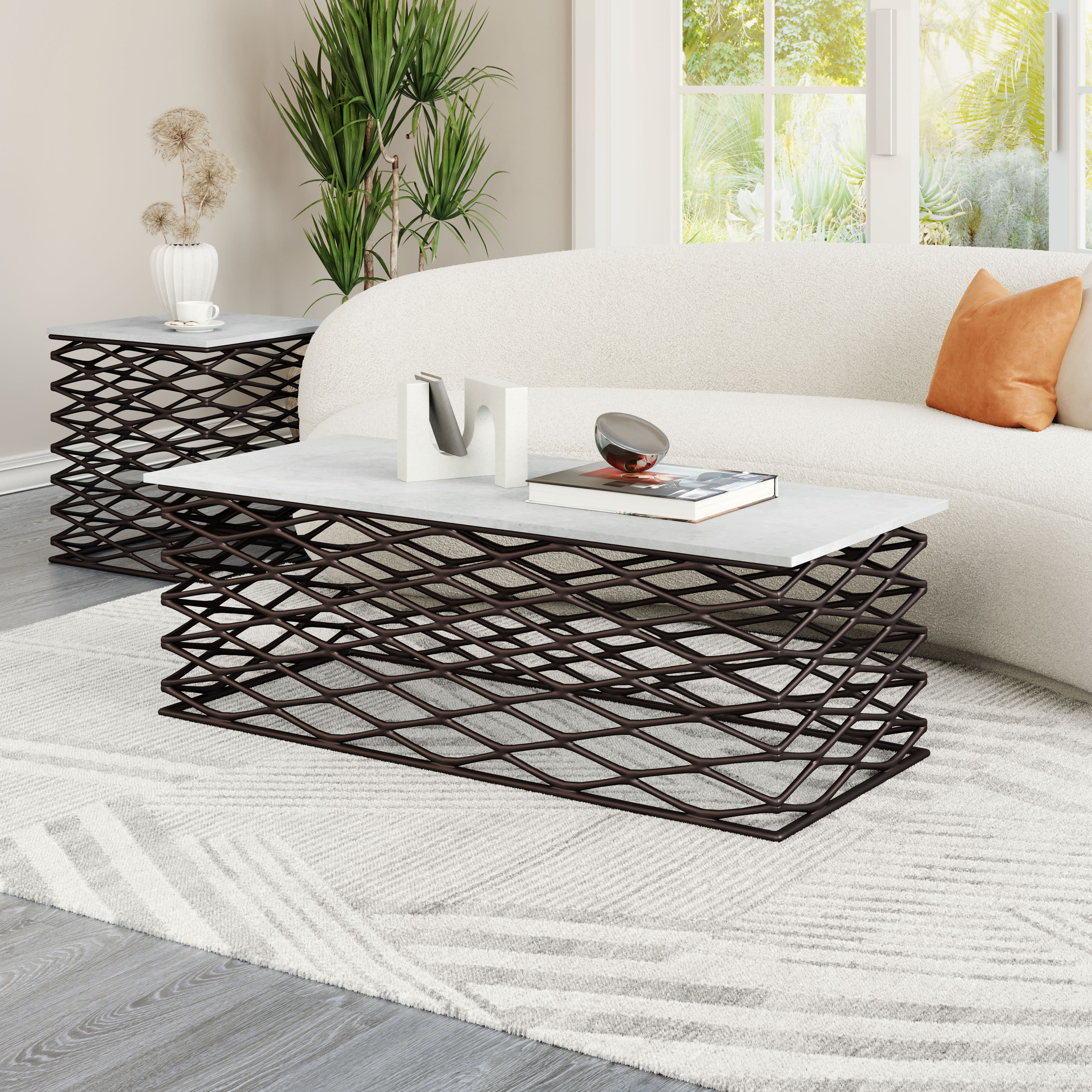 Duchess Coffee Table White & Antique Bronze product image