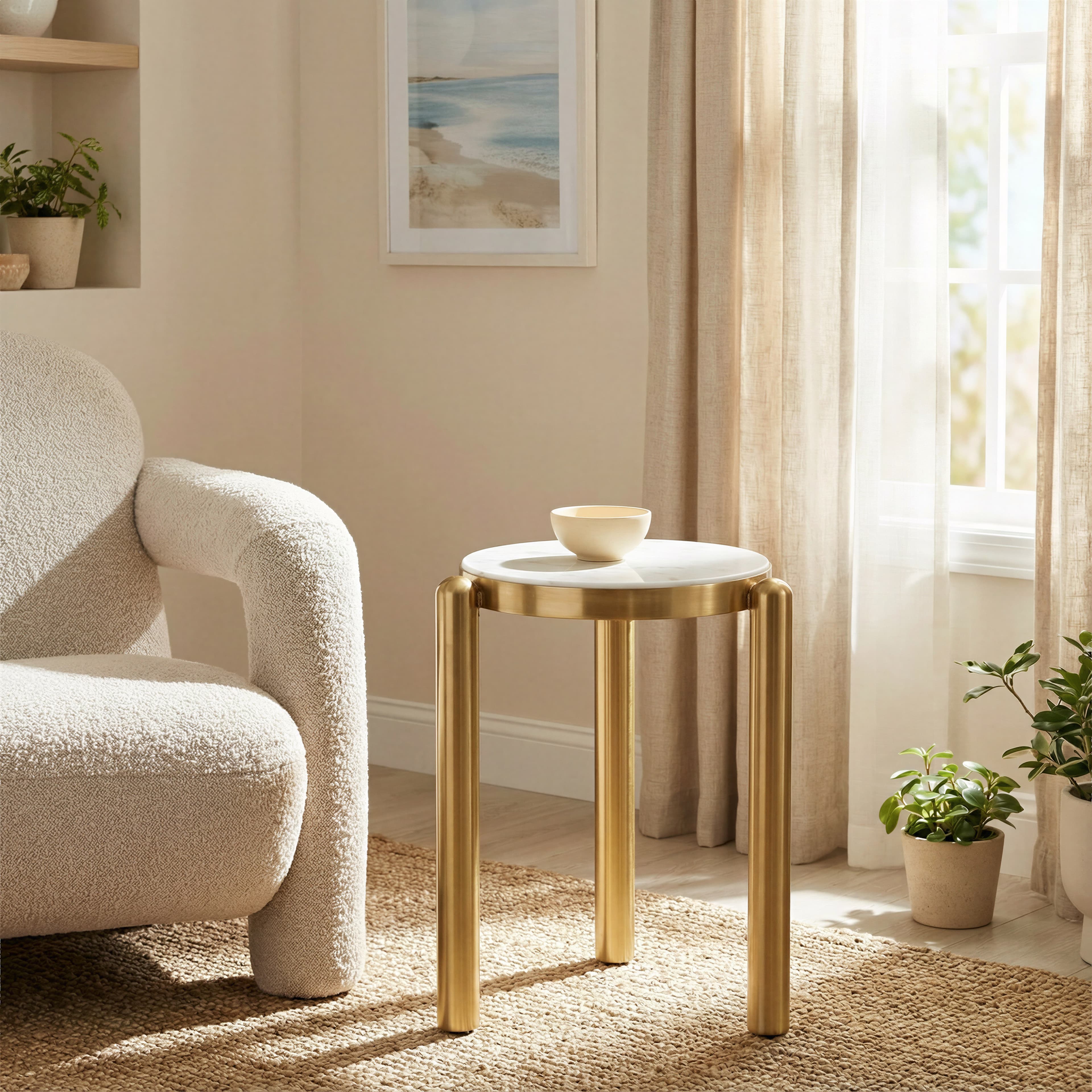 Noan Side Table White & Gold product image