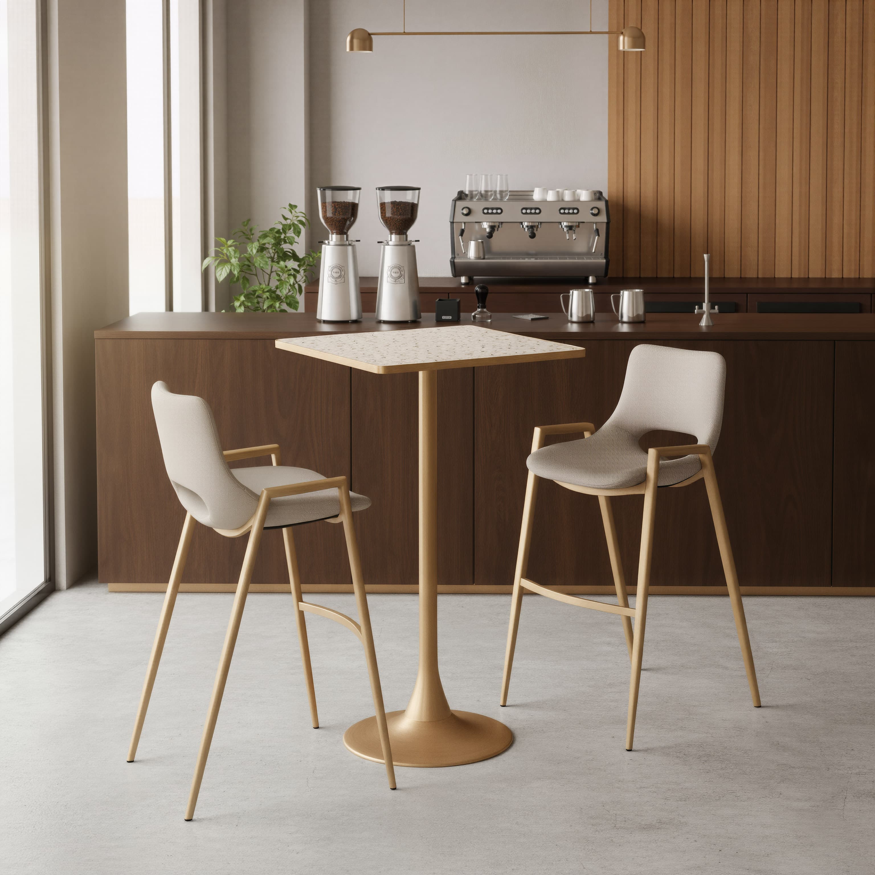 Desi Barstool (Set of 2) Beige & Gold product image